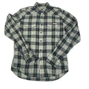 Lucky Brand Men's Western Plaid Button‑Up Shirt Small Pearl Snap‑Front